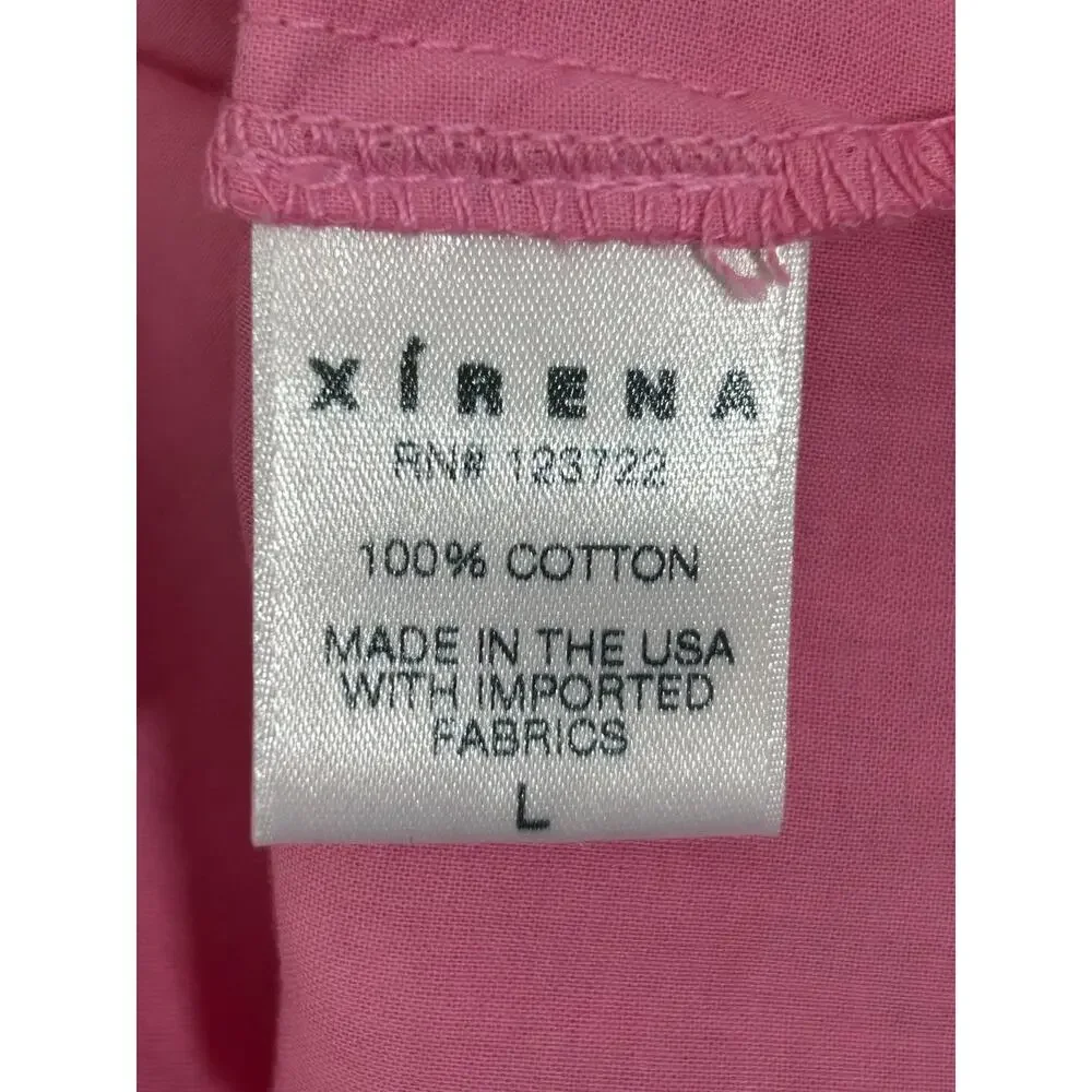 Xirena Jules Cotton Poplin Top Size Large Pink Short Puff Sleeve Ruffle Blouse - Picture 5 of 9